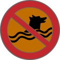 Vector icon prohibiting sign of swimming dogs Royalty Free Stock Photo